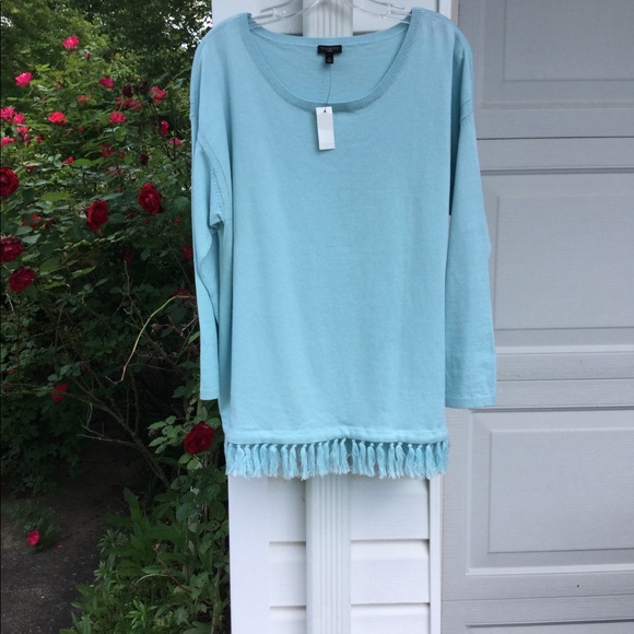 NWT Talbots Cute Light Blue Tassel Hem Sweater - Picture 5 of 6